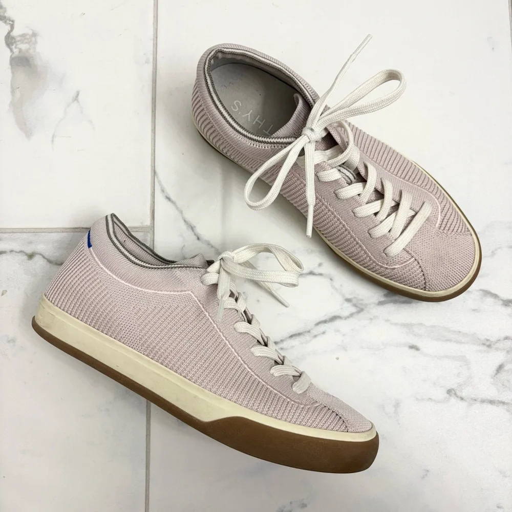 Rothy’s Lace Up Sneakers Womens 7 Pale Pink